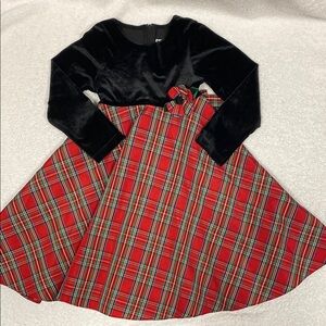 Good lad Plaid Red twirl dress with black velour long sleep top size 5